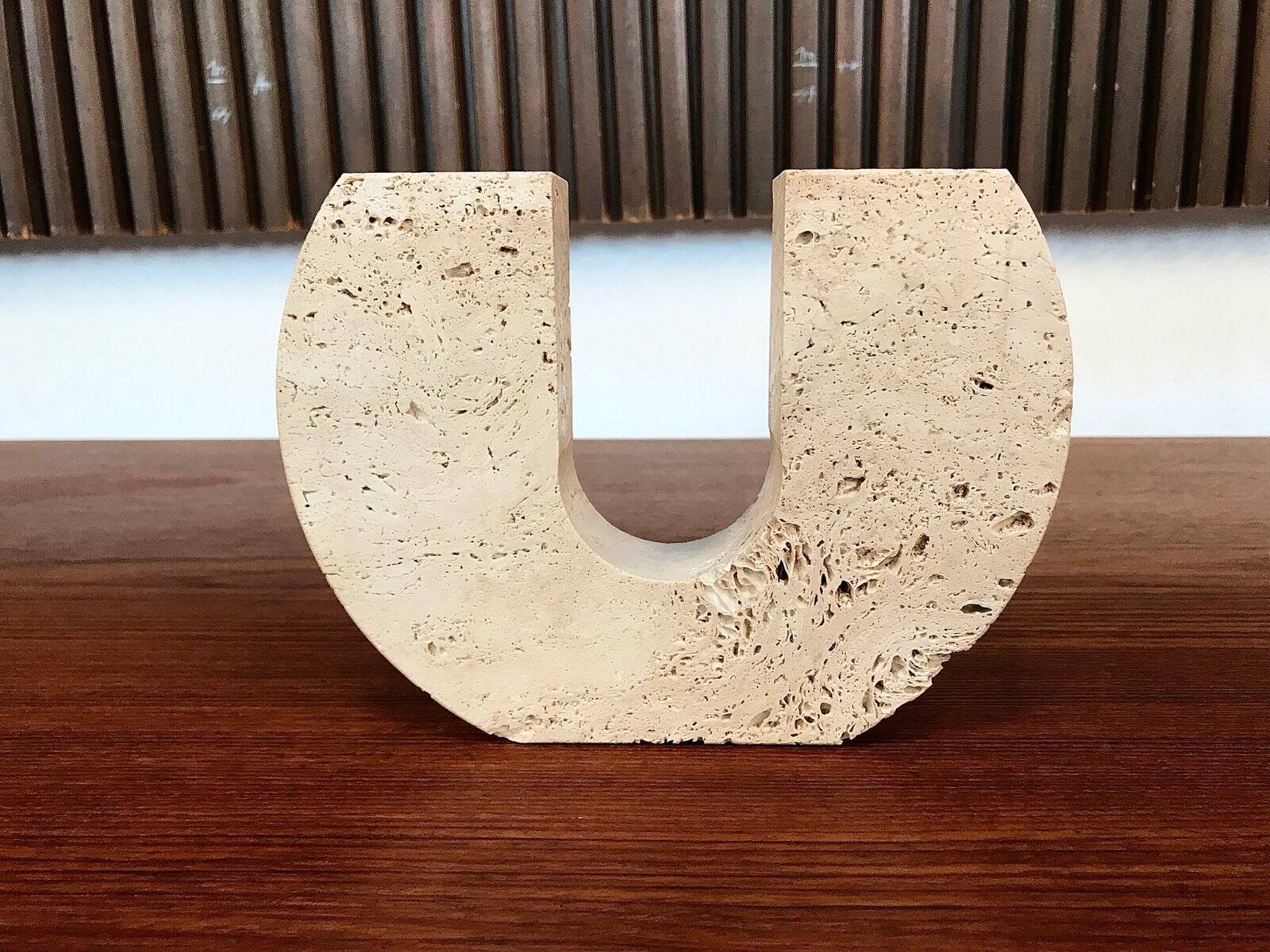 Italian brutalist candleholder by Fratelli Mannelli for Travertino di Rapolano, 1970s