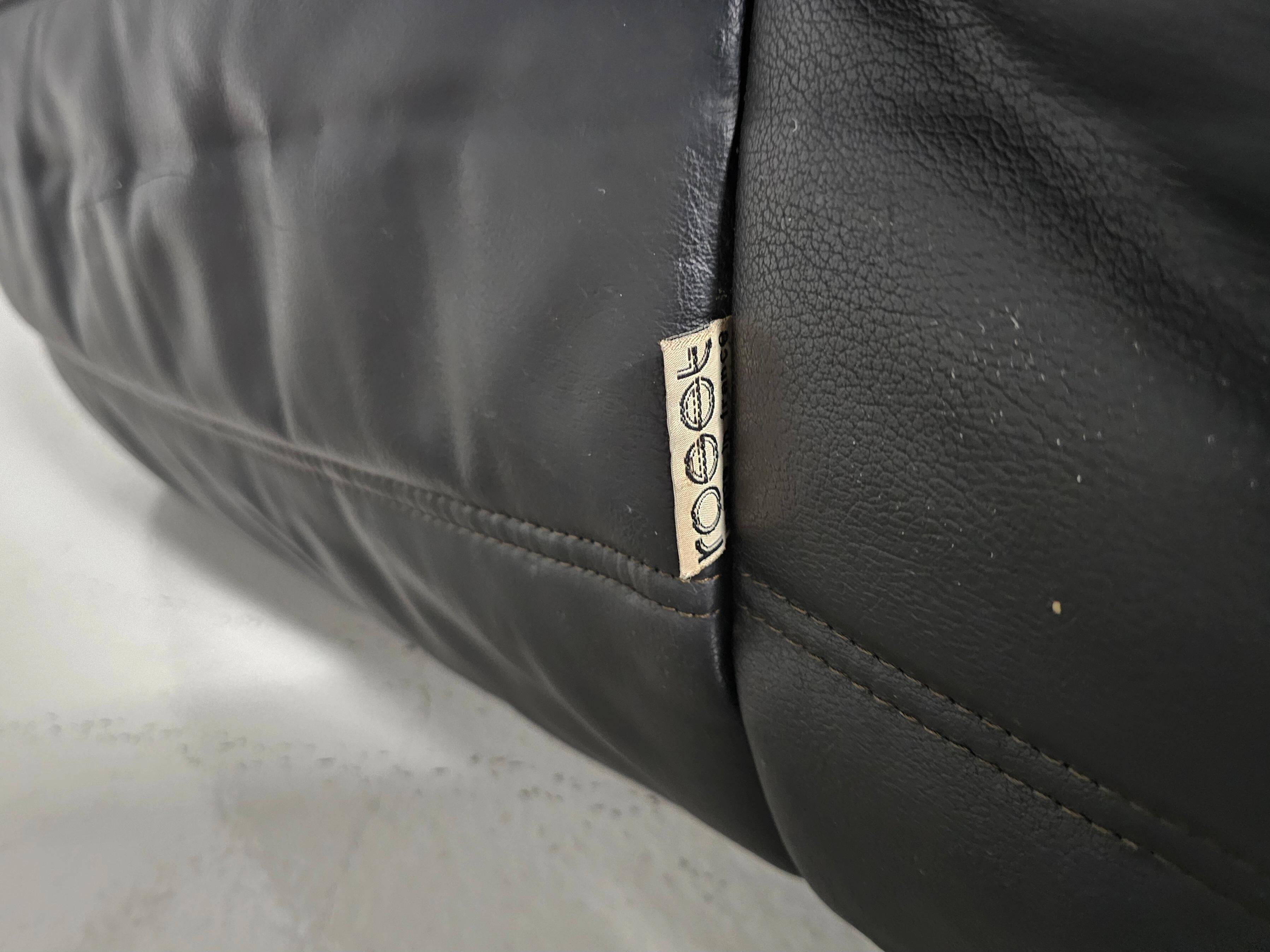 Togo black leather sofa, original, Michel Ducaroy, Ligne Roset, 1980