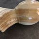 Vintage vase in marbled onyx stone shades of beige and brown