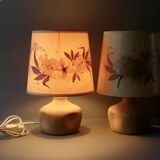 Pair of stone lamps with flower shades, 1970