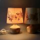 Pair of stone lamps with flower shades, 1970