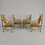 Unique set of mid-century style dining and lounge chairs – gilded, made between 1940-1948 by Flanders Industries Inc, Fort Smith, Arkansas