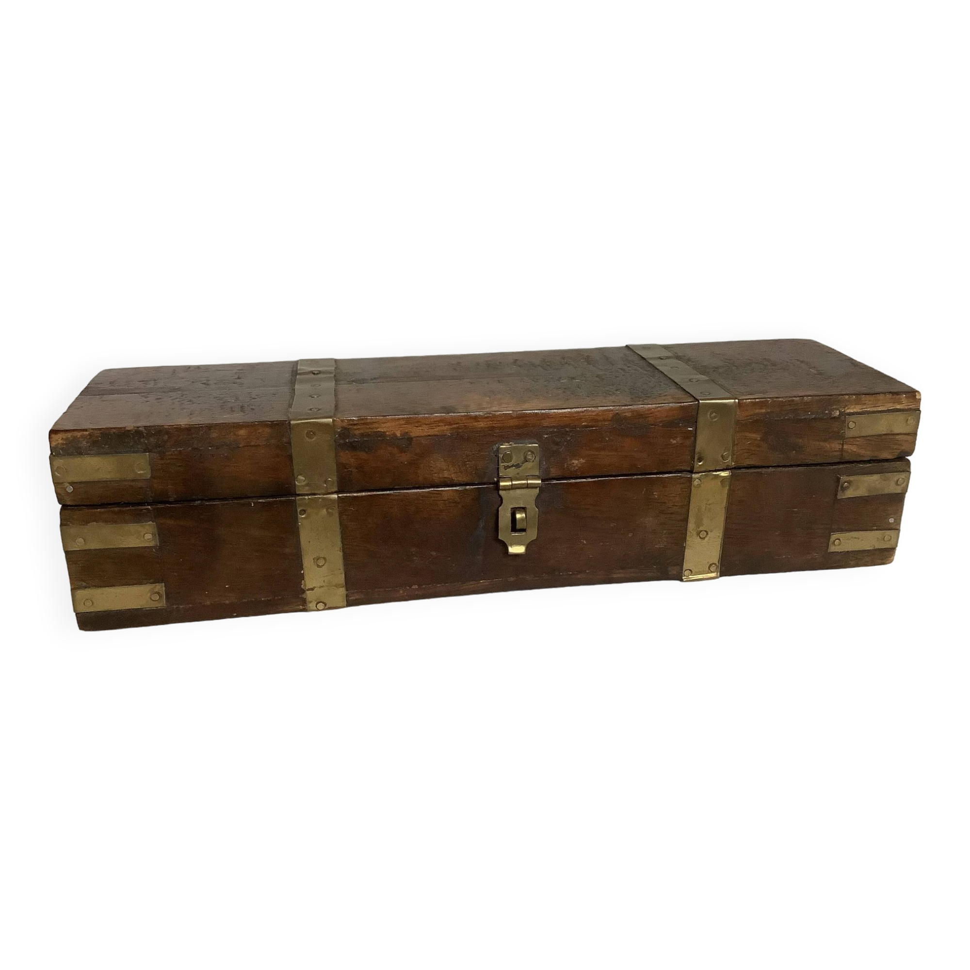 Boîte plumier en bois et laiton