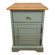 Bedside table, sage green – natural wood top