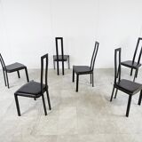 Set of 6 italian post modern dining chairs, 1980s