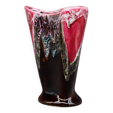 Large Vallauris fat lava polychrome vase – signed ceramic, circa 1960