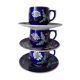 3 midnight blue coffee cups Sarreguemines
