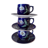 Set de 3 tasses à café bleu nuit Sarreguemines