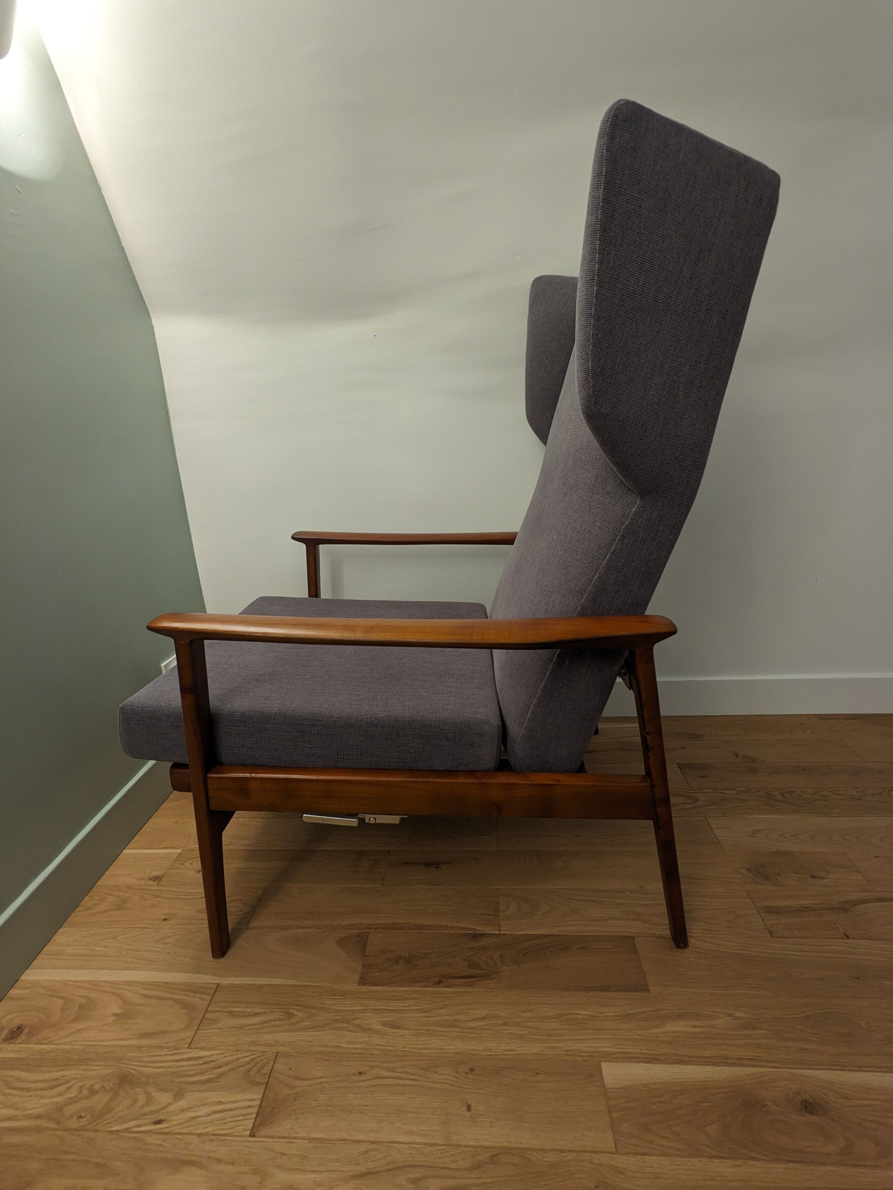 Scandinavian armchair with footrest 1950 vintage