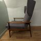 Scandinavian armchair with footrest 1950 vintage