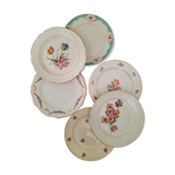6 old flat plates mismatched