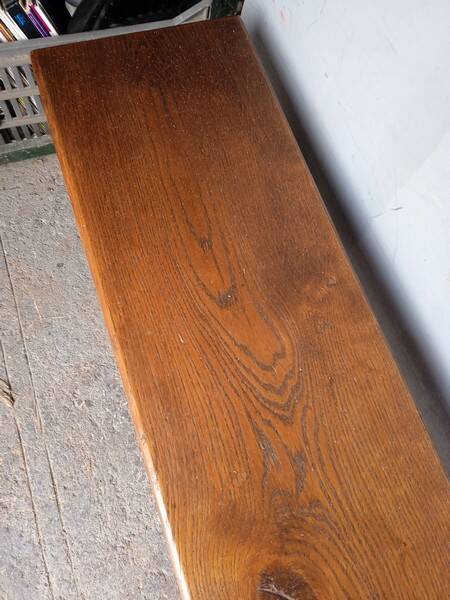 Solid oak bench 2 meters period 1960