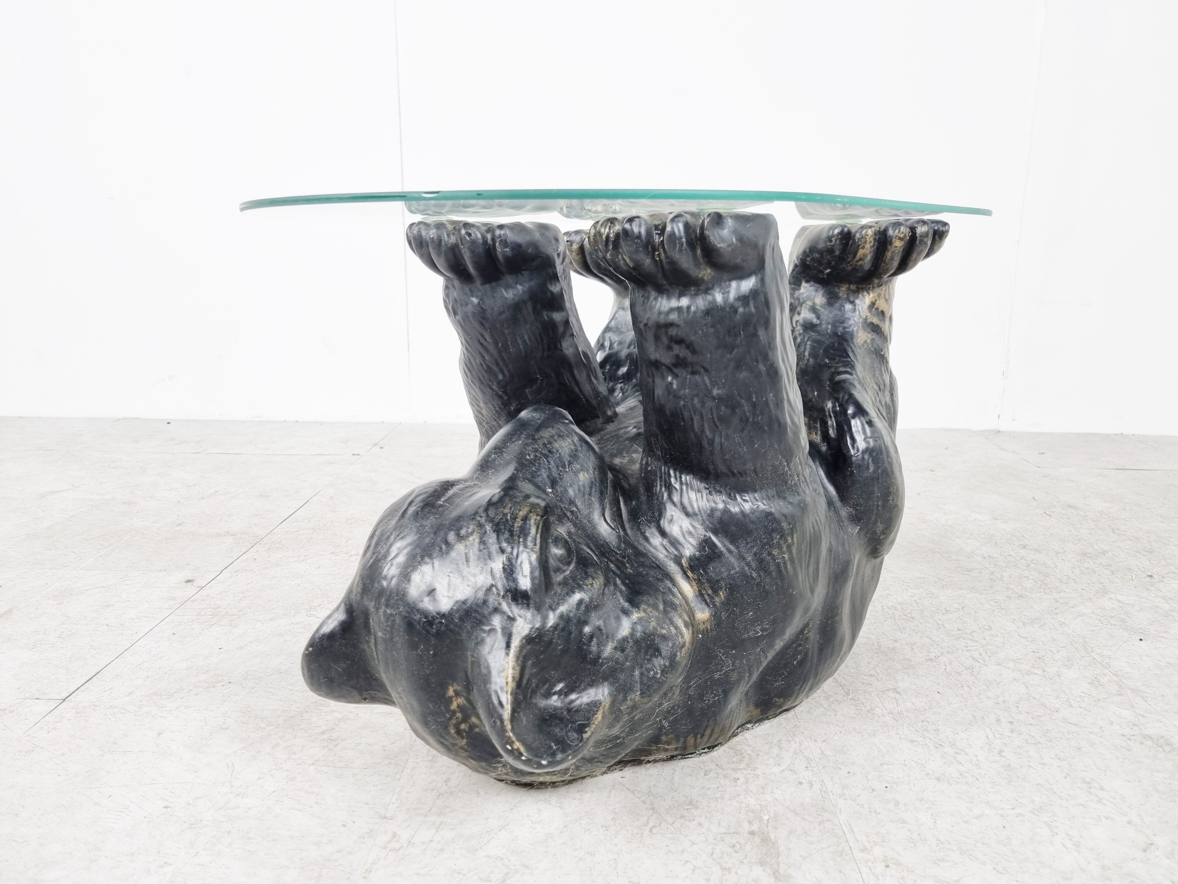 Sculptural black bear coffee table, 1970s