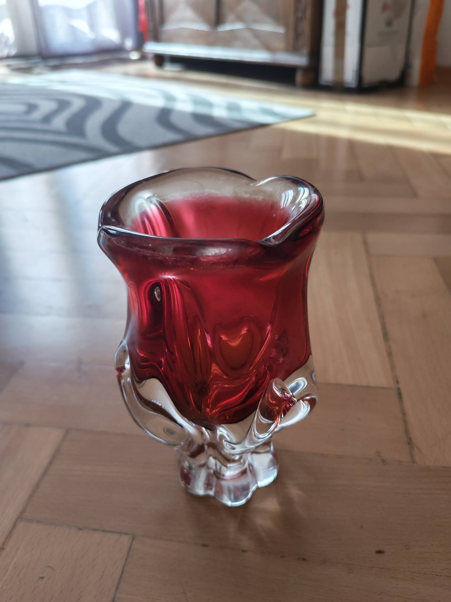 Art vase made of blown glass by Josef Hospodka, Bohemia 1960.