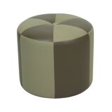 Round Vintage Pouf Two-tone Faux Leather Patchwork