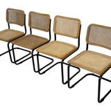 Set of 4 chairs Cesca B32 designed by Marcel Breuer design black frame