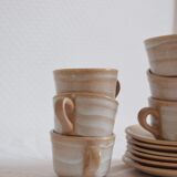 Lot of 6 coffee cups in sandstone