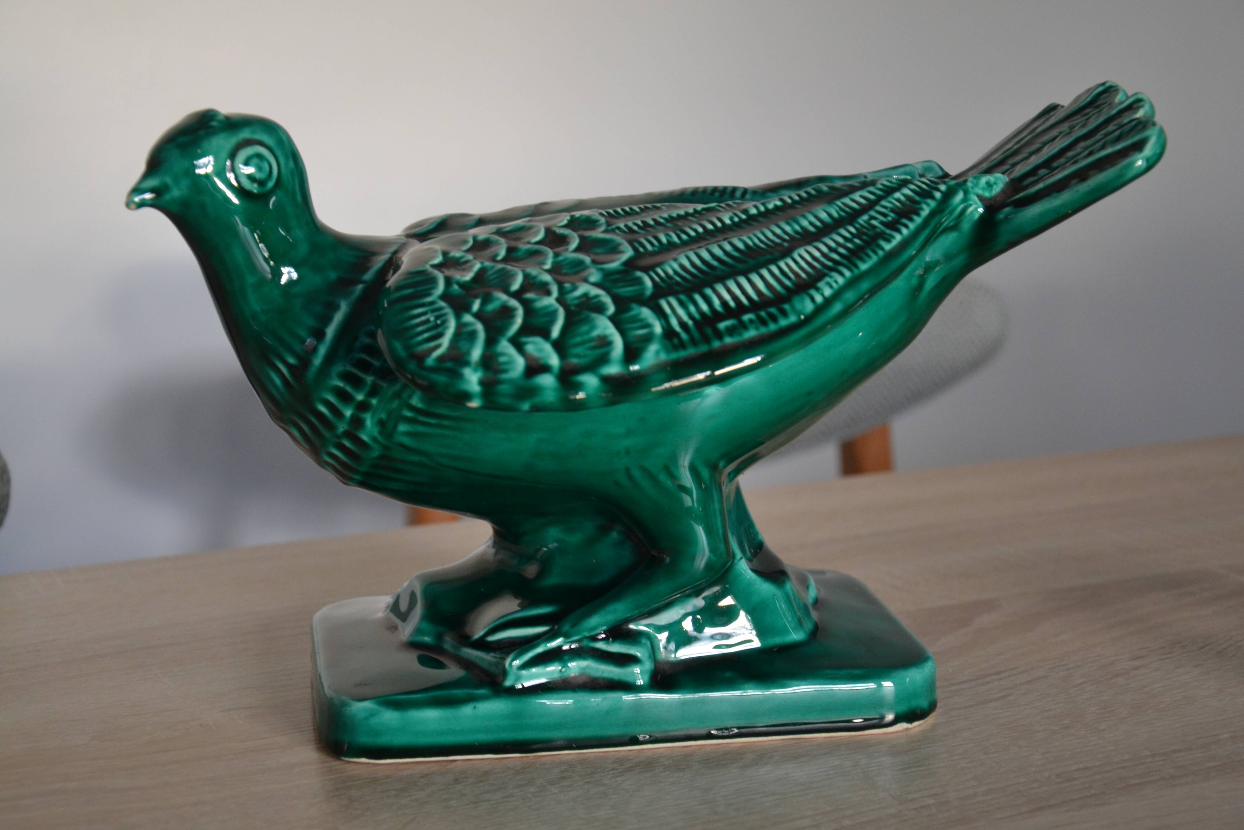 Green glazed ceramic pigeon FPP Vallauris