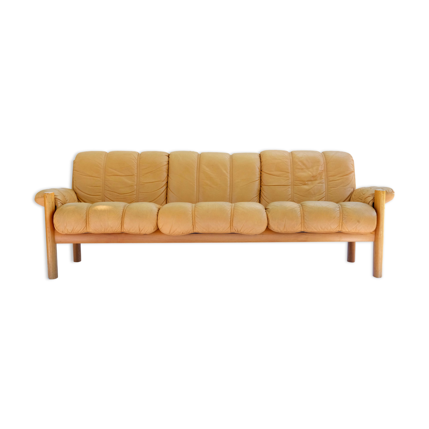 Norwegian modern ekornes teak & leather 3 seater sofa, model montana, 1970’s