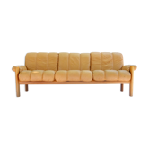 Norwegian modern ekornes teak & leather 3 seater sofa, model montana, 1970’s