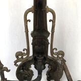 Lot of a pair of chenets and front of gilded bronze fireplace, nineteenth
