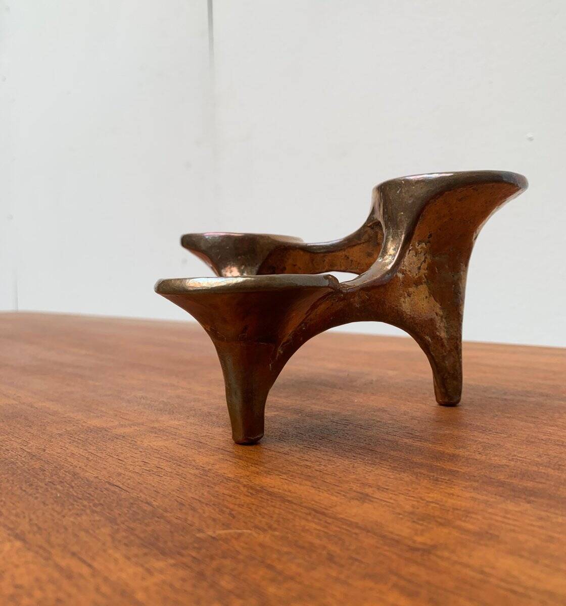 Vintage German brutalist metal candlestick by Harjes