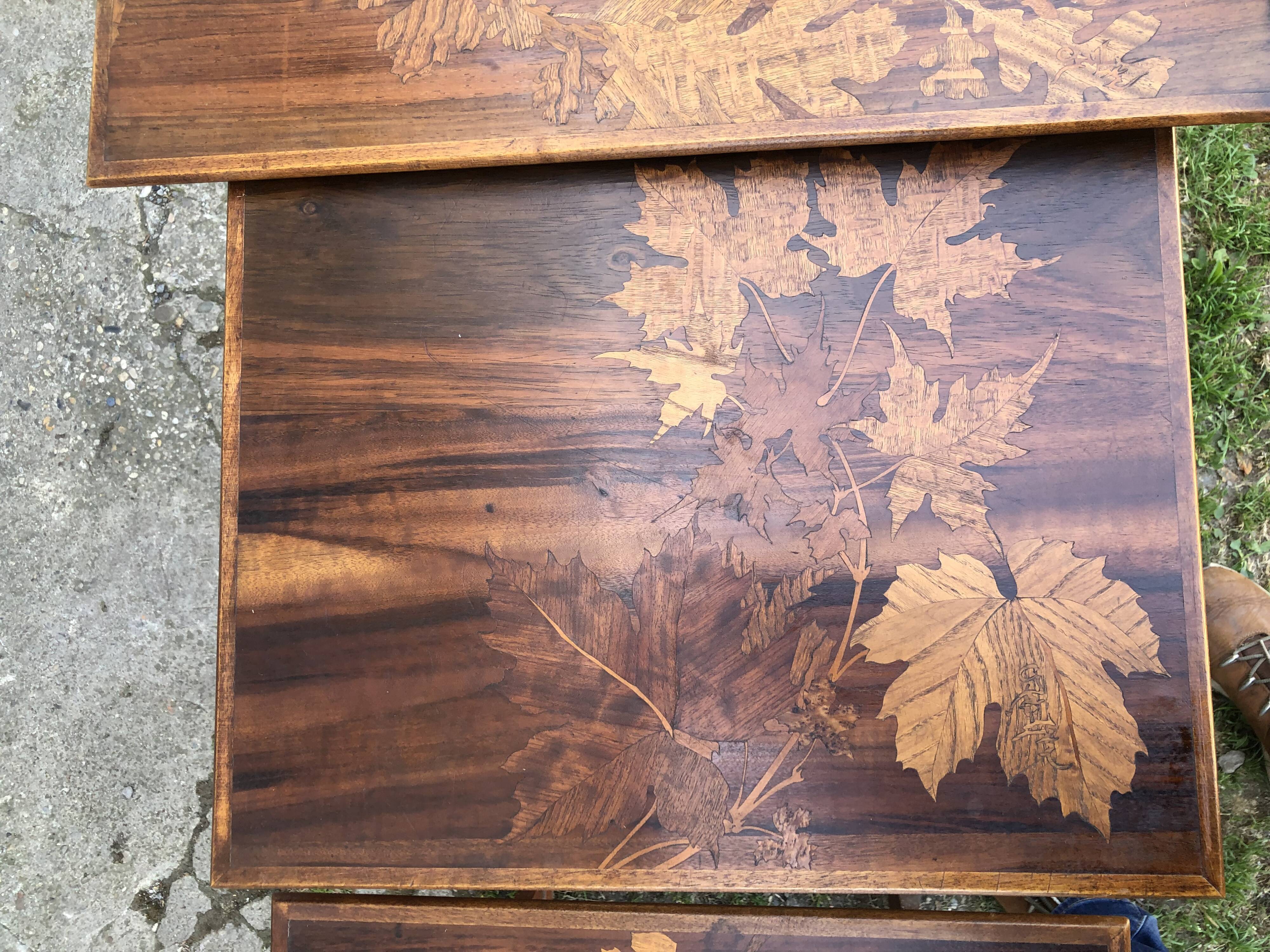 Tables with vegetable decoration, art nouveau period 1900 signed, Émile Galle