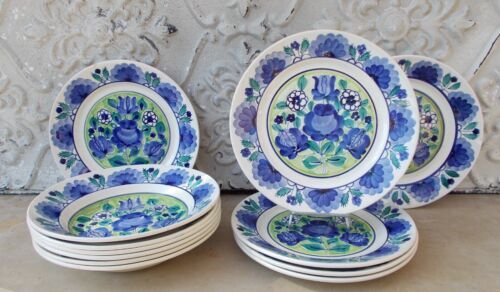 6 flat plates and 6 hollow plates Vloclawek Poland Hand painted
