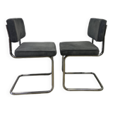 Pair of chrome and velvet chairs