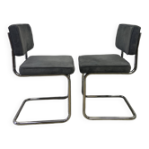 Pair of chrome and velvet chairs