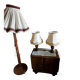 Pair of vintage turned wooden table or bedside lamps.