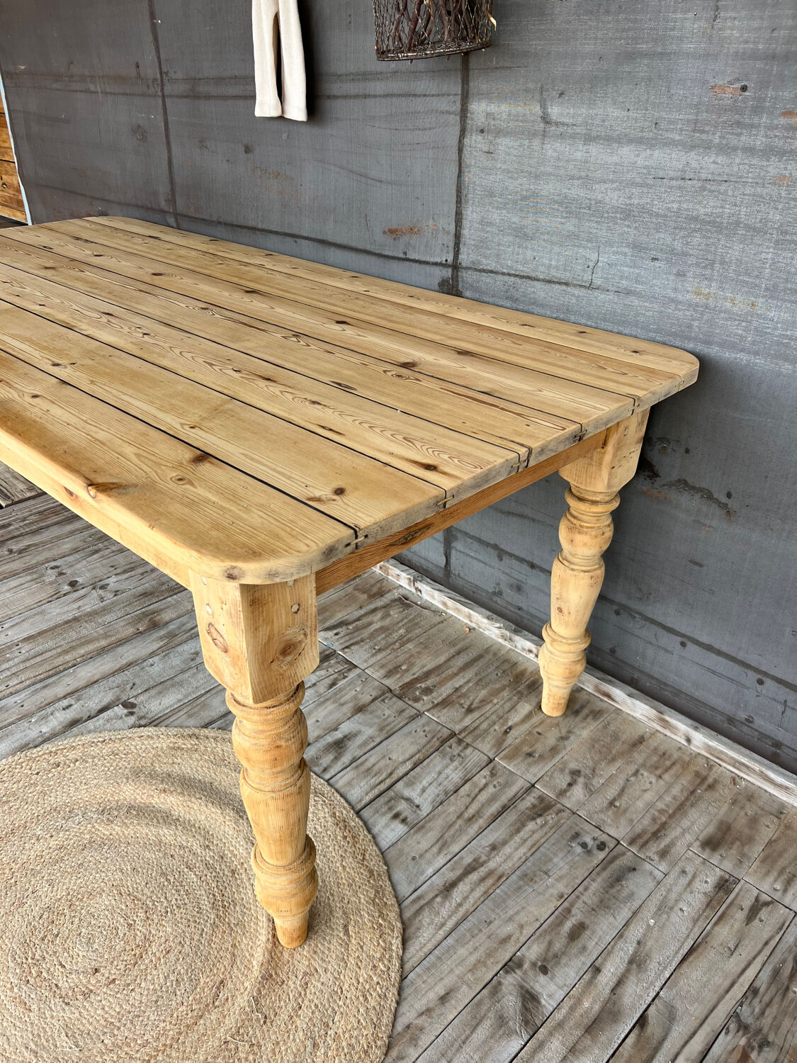 Rustic wooden farmhouse table