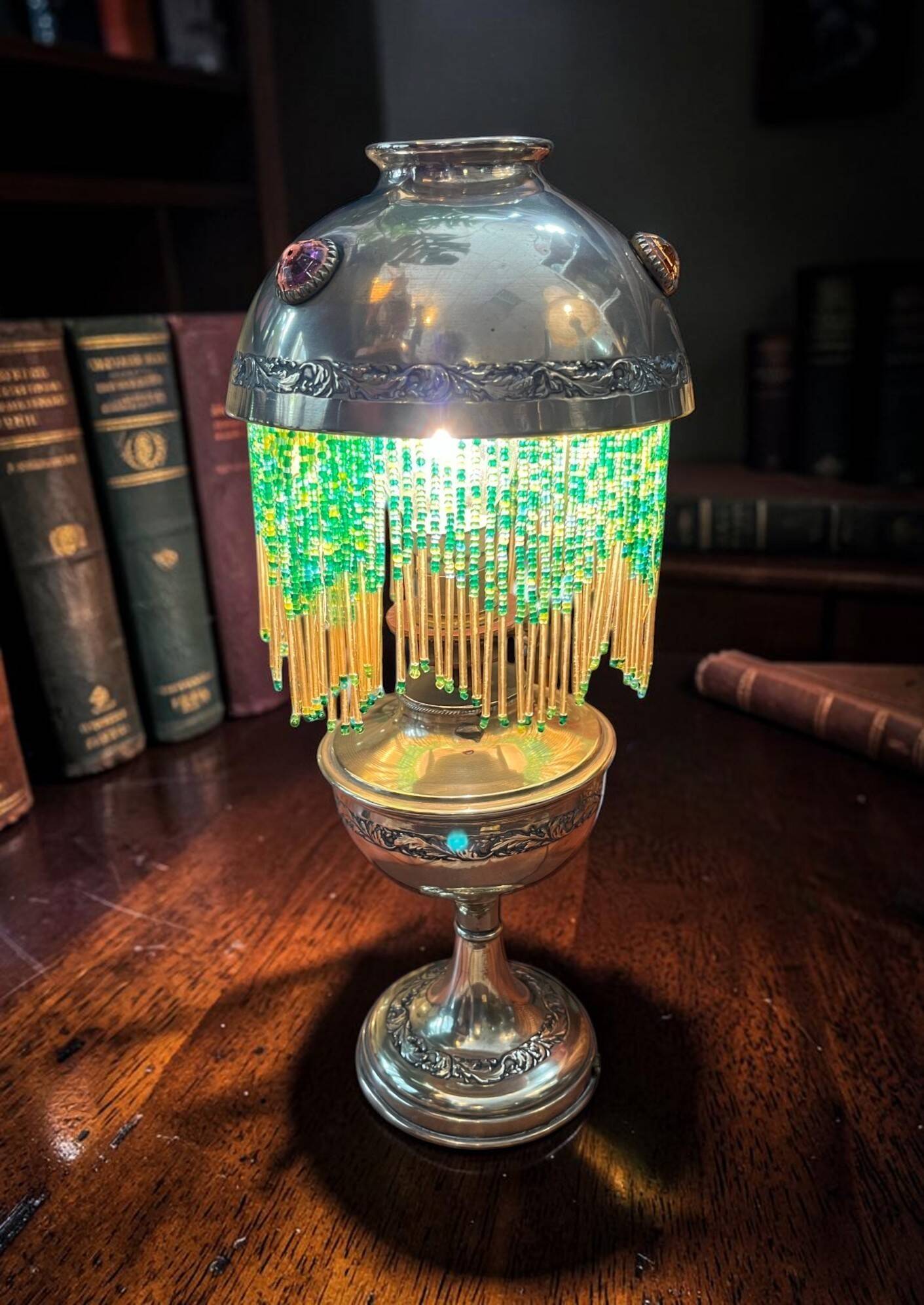 Art Deco Parisian lamp brass beads circa 1940