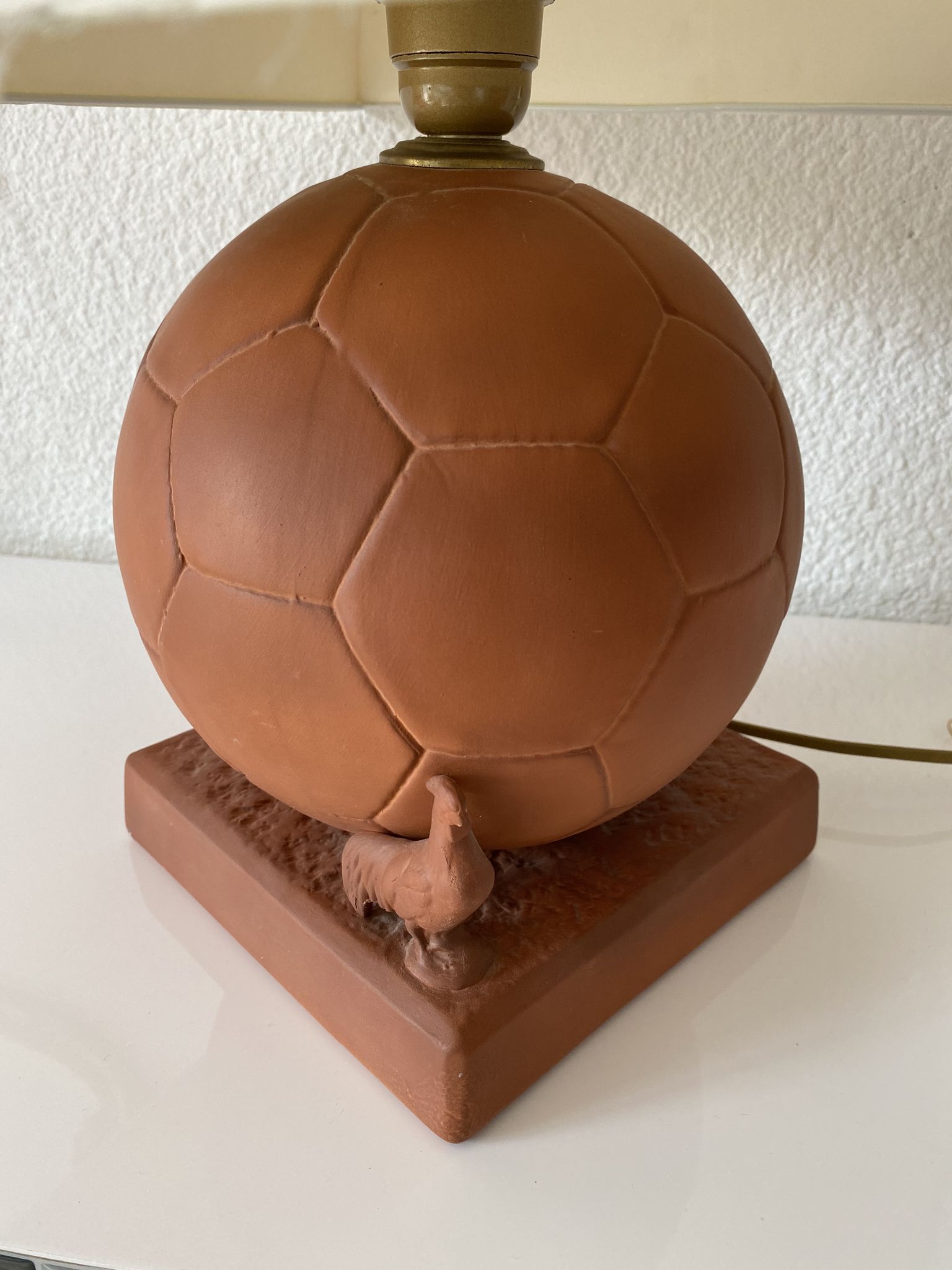Football lamp and terracotta rooster from the 80s