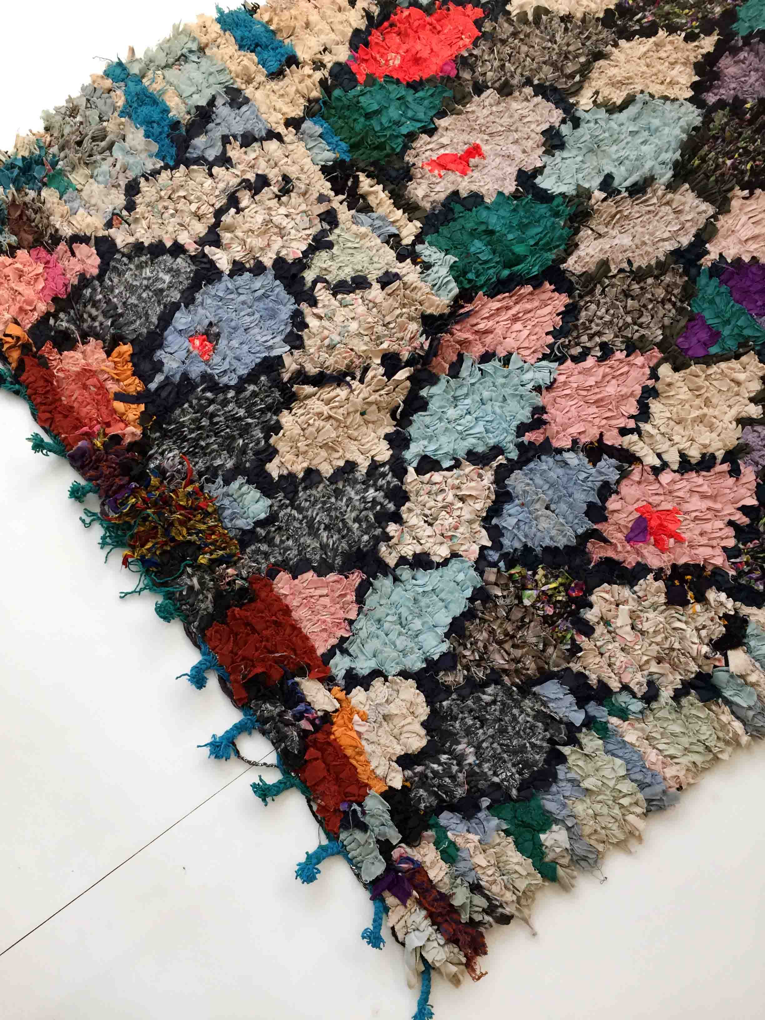 Tapis berbère marocain Boucherouite vintage, 163x125cm