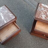 Art deco oak and marble bedside tables