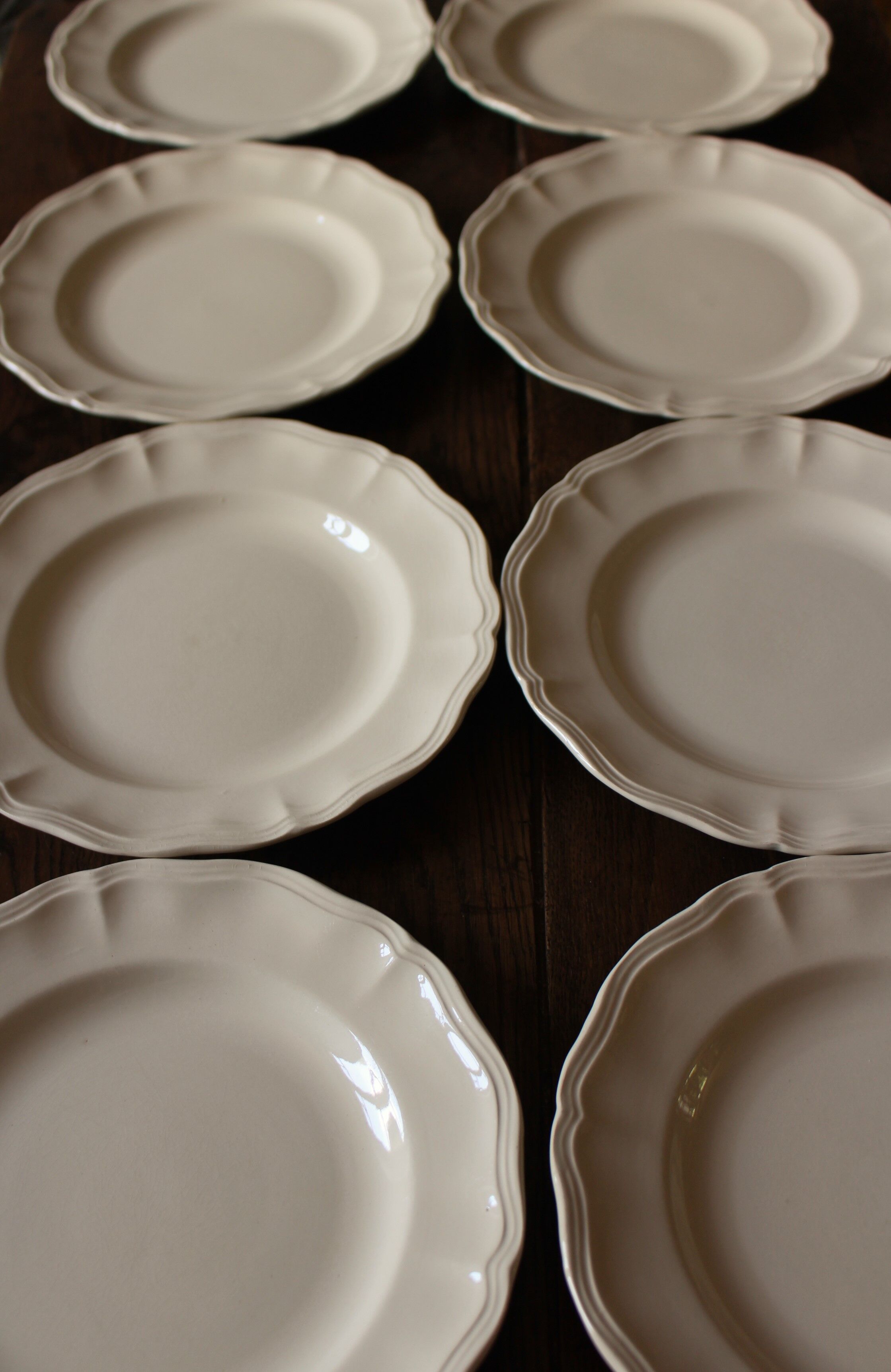 Lot 8 flat plates unbleached earthenware Sarreguemines