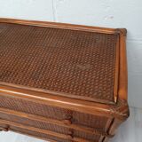 Commode bois et cannage