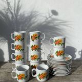 12 porcelain coffee cups with flowers, 1960s-1970s
