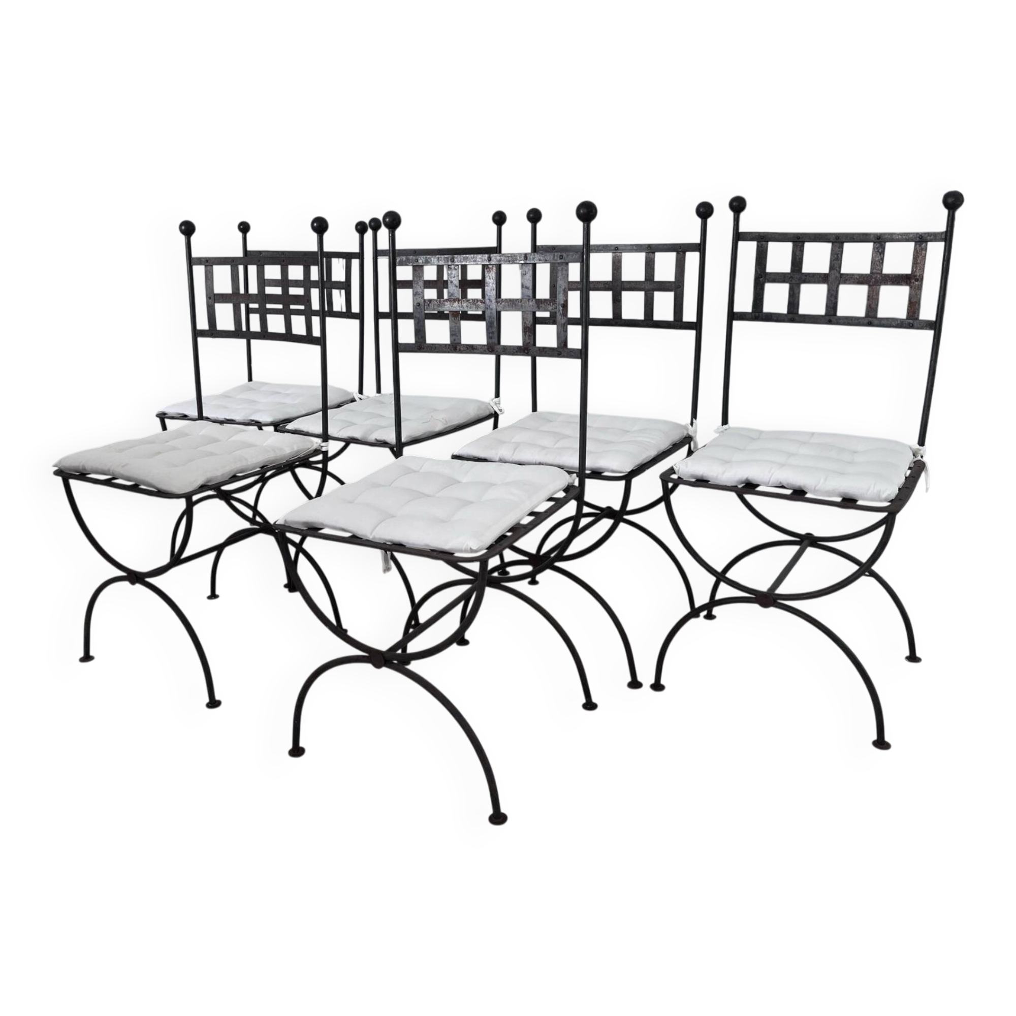 Set of 6 wrought iron chairs