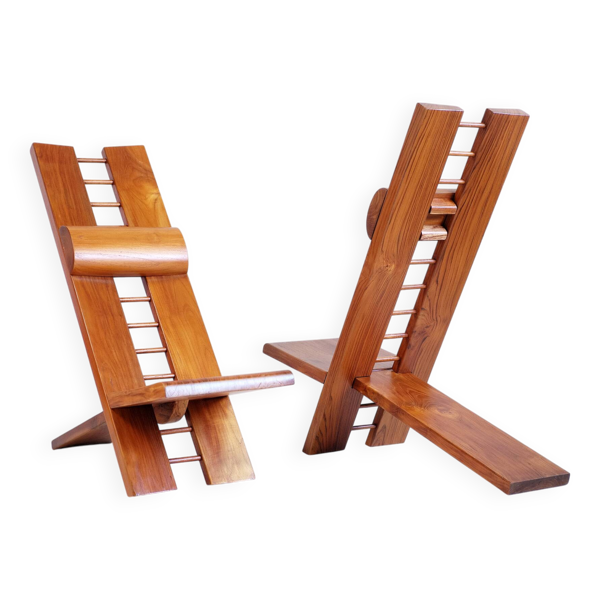 Paire de fauteuils Africa Marcel Ramond France 1970