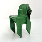 Set of 4 green Selene chairs by Vico Magistretti for Artemide, 1970
