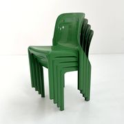 Set of 4 green Selene chairs by Vico Magistretti for Artemide, 1970