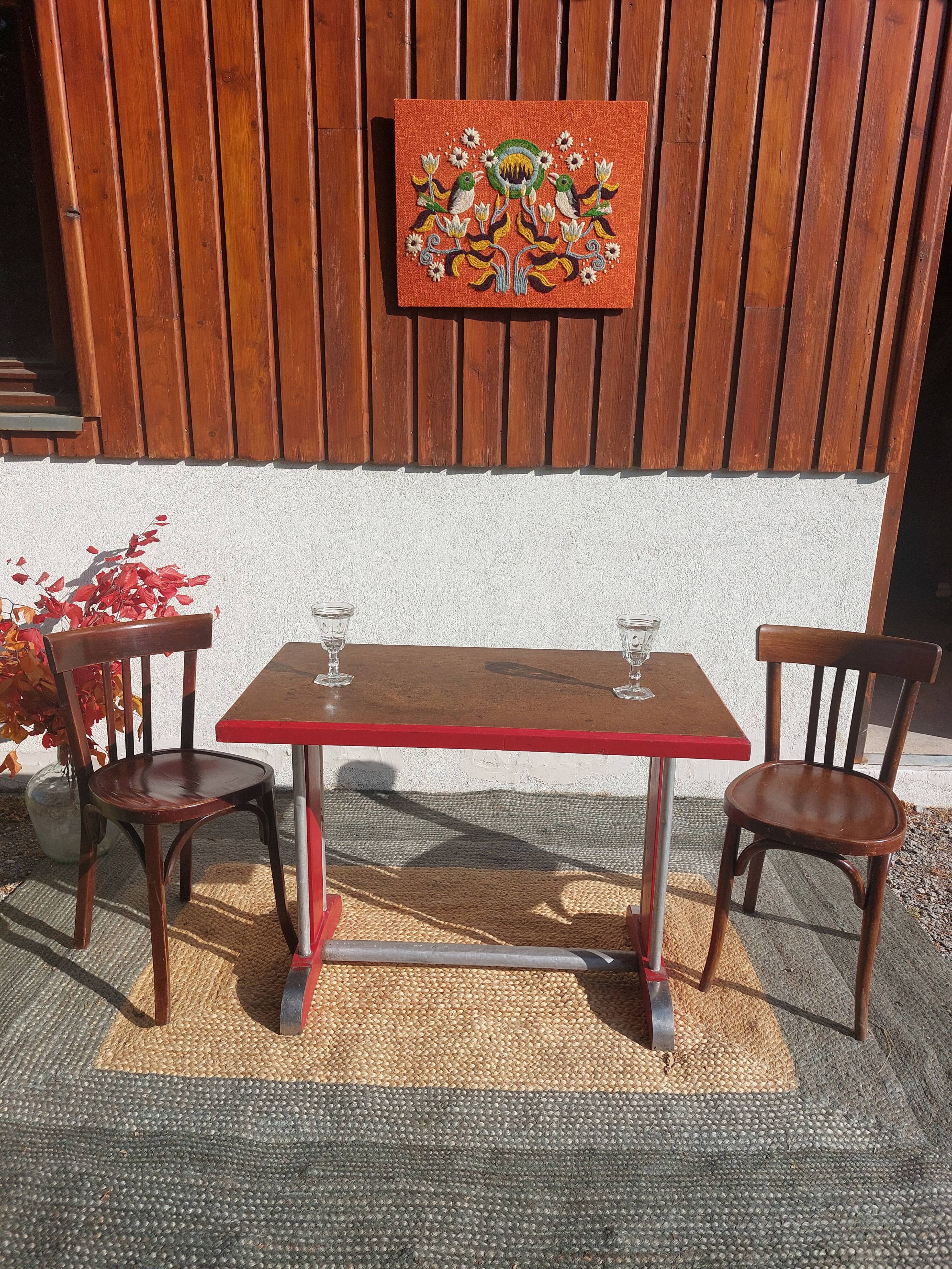 bistro table, wood and aluminium