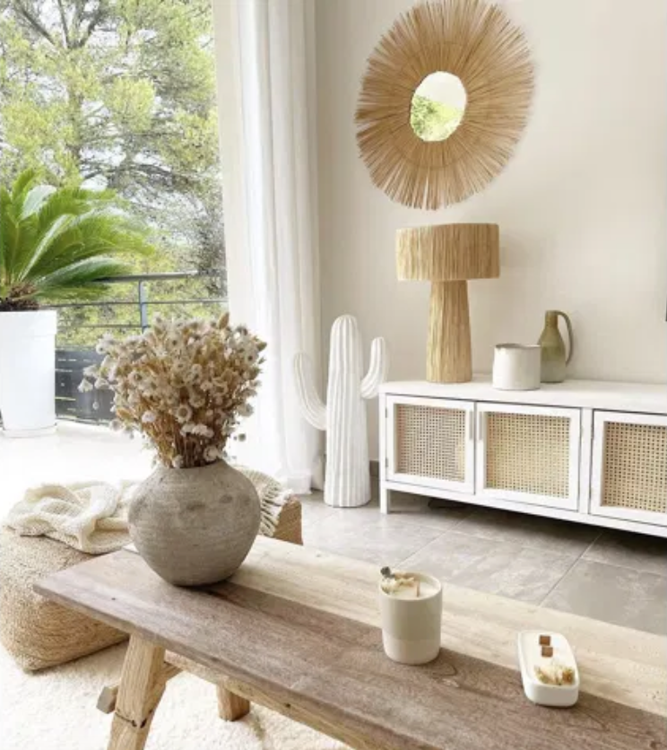 Minimalist rattan bedside lamp