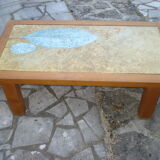 Coffee table with plate enamelled ceramic Les 2 Potiers, 1960