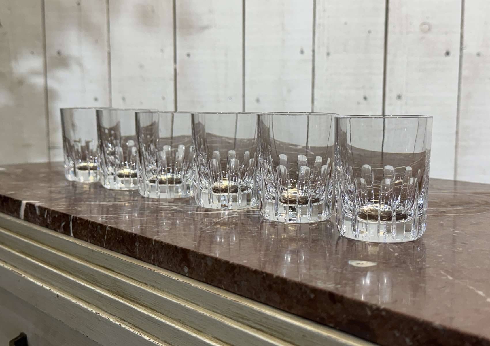 Set of 6 crystal whisky tumblers from Baccarat, Rotary model.