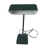 Old Vintage Functional Art Deco Green Enameled Industrial Desk Lamp