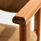 Fauteuil en hêtre et cuir, 1970