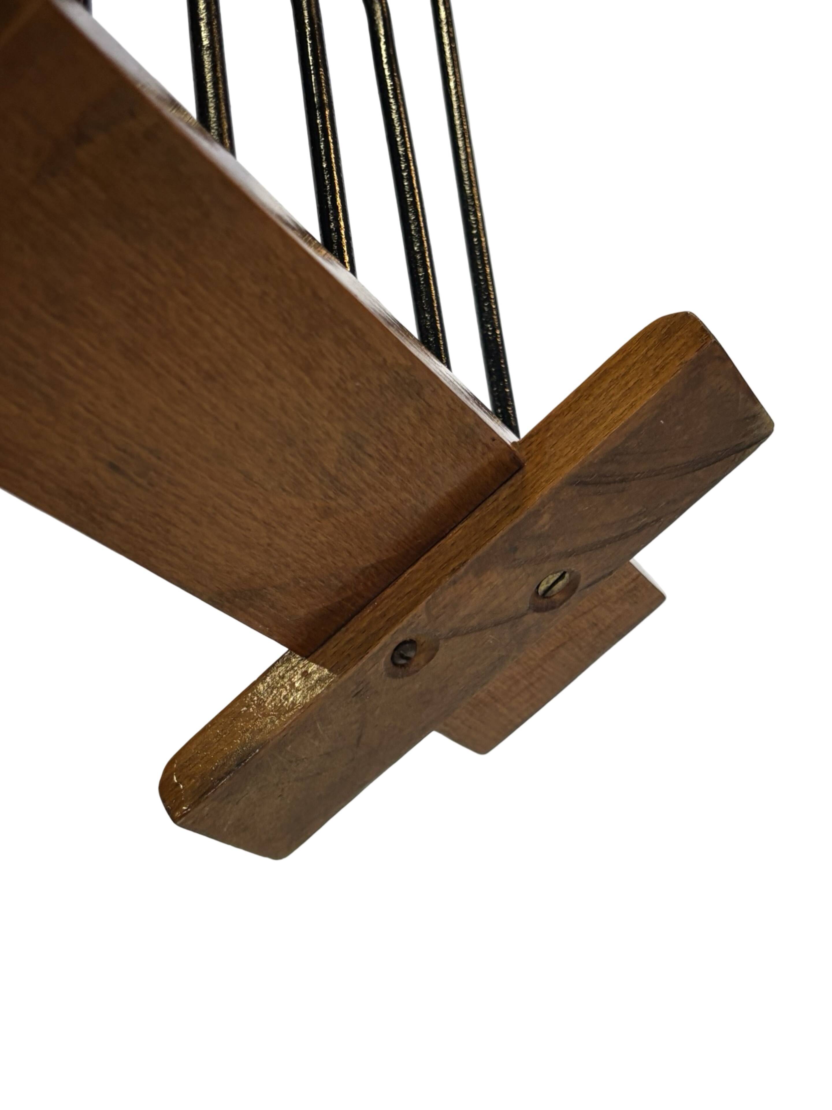 Vintage Reading Basket Steel Oak Magazine Rack 50's design